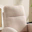 Fauteuil à bascule d'allaitement moderne à dossier haut en molleton doux, ergonomique, avec base incurvée en bois massif et poche latérale, soulage les maux de dos des jeunes mamans, beige