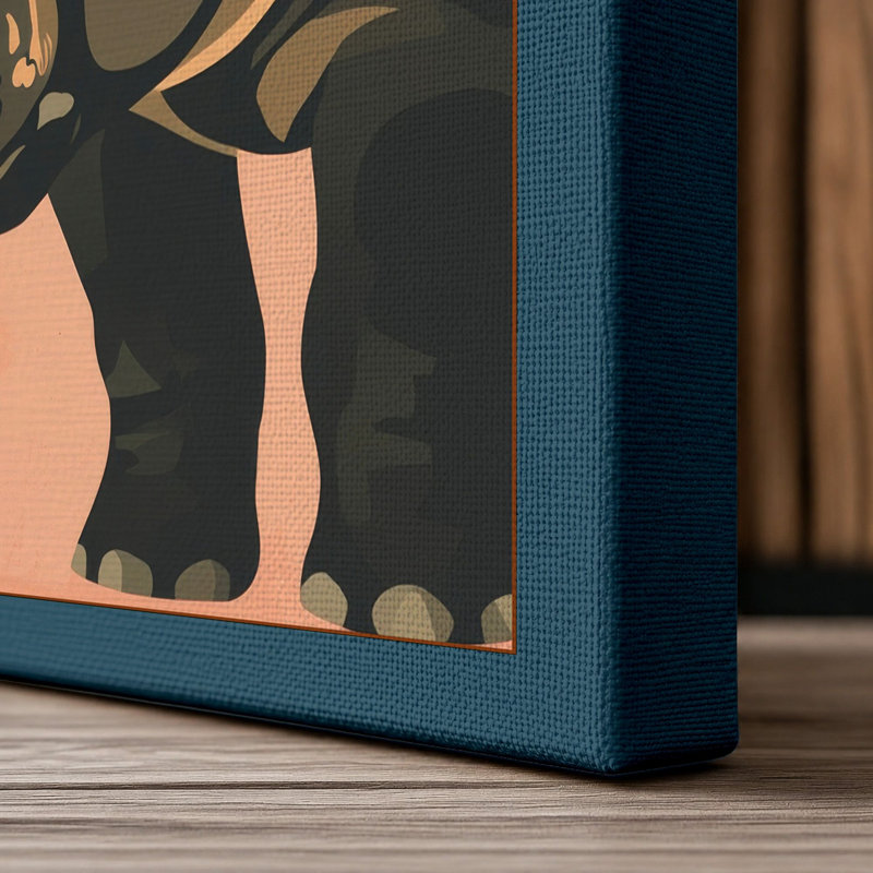 Hippopotamus Profile Modern - Wrapped Canvas, 30x20 - 76.2 x 50.8 cm, Teal Border