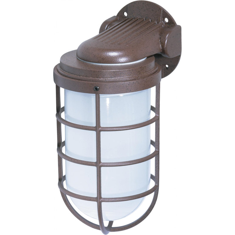 Lanterne murale d'extérieur en verre givré Tressa, Bronze vieilli, H 11 po x l 5,5 po x P 6,75 po
