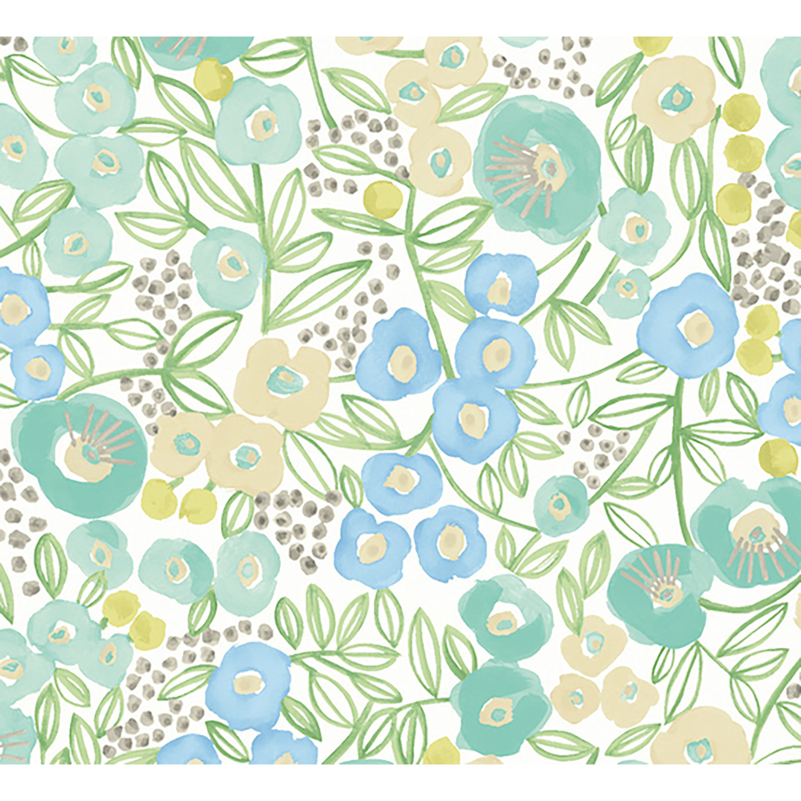 Garden Wallpaper, Blue