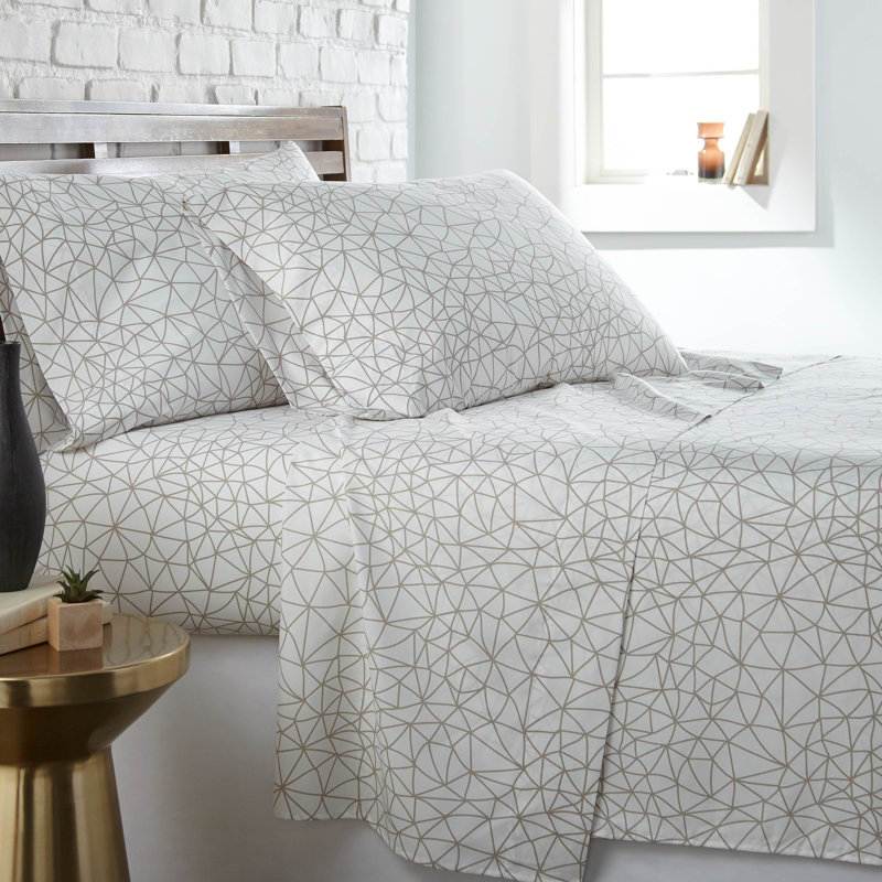 Ensemble de draps en microfibre Vilano Choice, Blanc/taupe, Roi