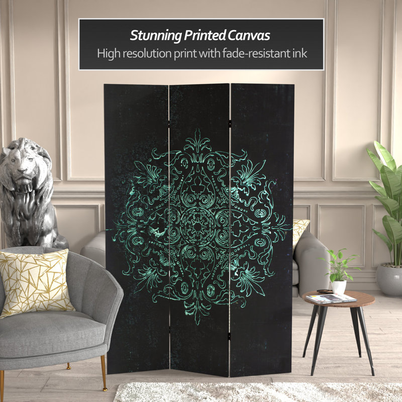 Paravent abstrait expressionniste abstrait, Mandala noir