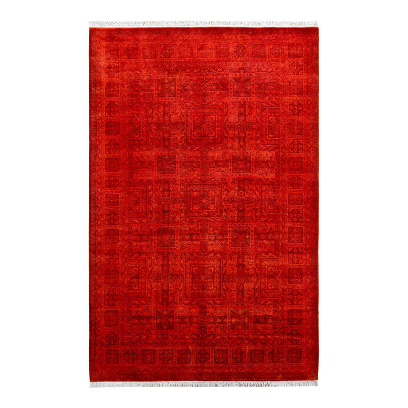 Tapis orange foncé surdimensionné 4 pi 2 po x 6 pi 5 po Overyed
