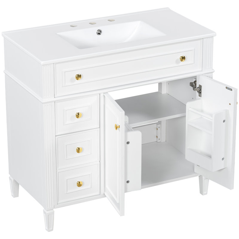 Meuble-lavabo en bois blanc (doit inclure à la fois le meuble-lavabo et le lavabo)