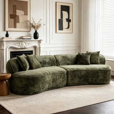 Canapé contemporain courbé vert 114,00 W, canapé modulaire compressé avec éponge à haute résilience et coussin à ressorts