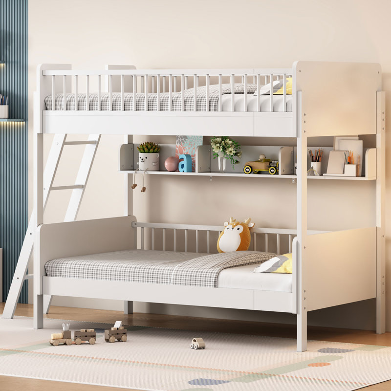 Lit superposé simple au dessus d'un lit simple pour enfant, Blanc