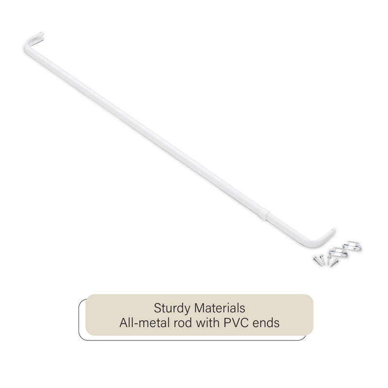 White Adjustable Steel Single Curtain Rod, 18-28 inches