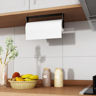 Stainless Steel Under-Cabinet Paper Towel Holder - Wall Mount Or Adhesive For Kitchen/Bathroom
