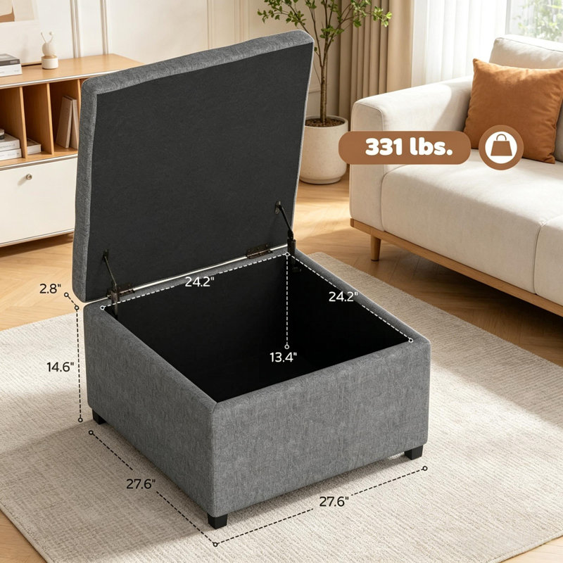 Banc de rangement capitonné sans accoudoirs, Grey, Grey