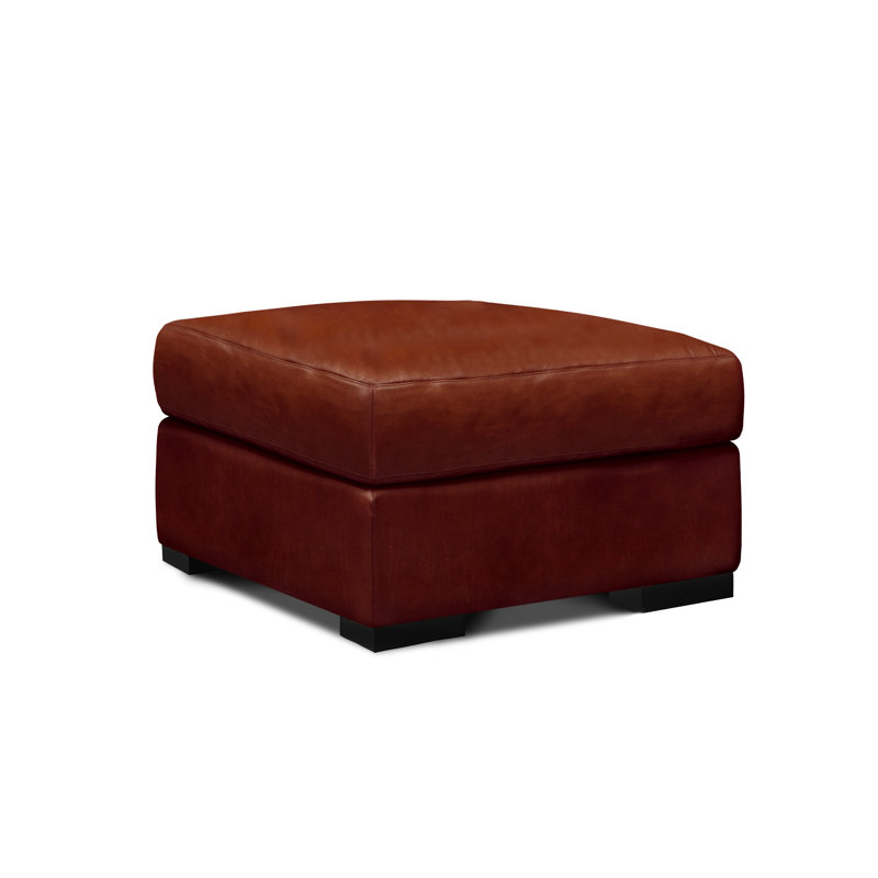 Repose-pieds rectangulaire en cuir véritable Akar
