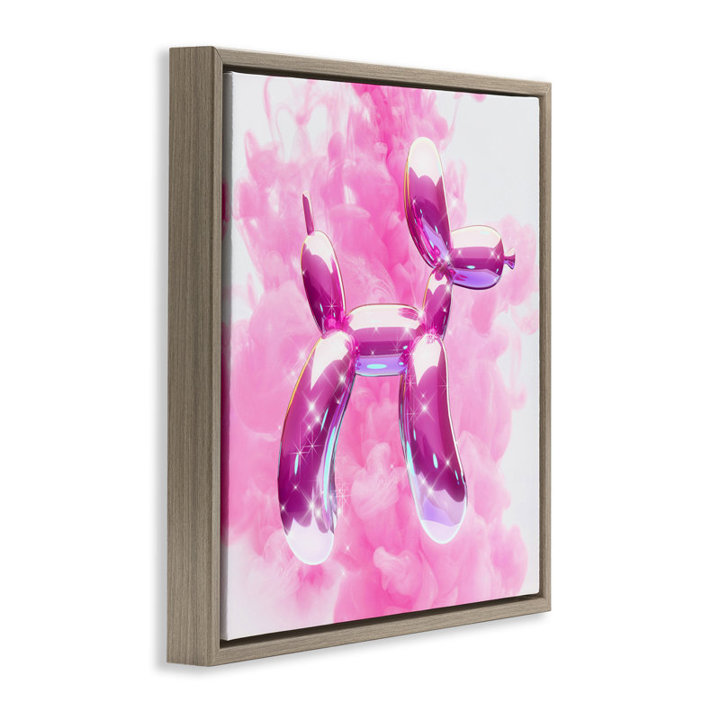 «Sparkle Balloon Dog» par Ziwei Li, Cadre flottant orme Montalcino, H 25 po x l 25 po