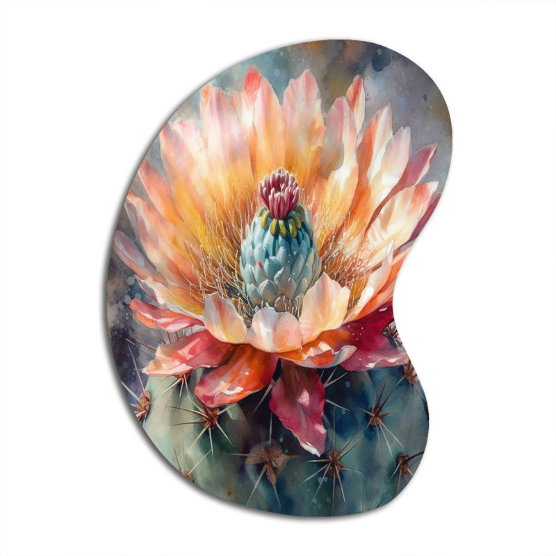 Tashay - Cactus de forme unique, impression de sculpture murale en métal Freeform, H 39 po x l 28 po
