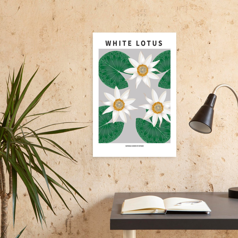 Contemporary Art Modern Abstract Lily Lotus Flower Plant Art by Paperago - Wrapped Canvas Print, 60.96 cm H x 40.64 cm W