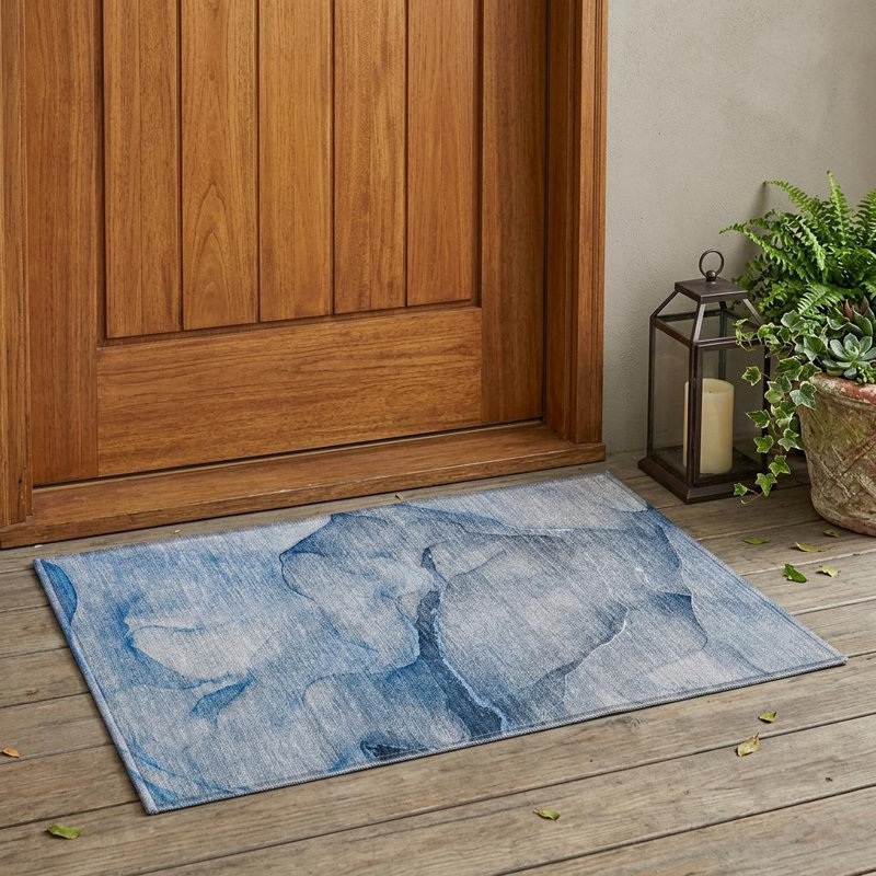 Tapis extérieur lavable antidérapant bleu 2 pi x 3 pi