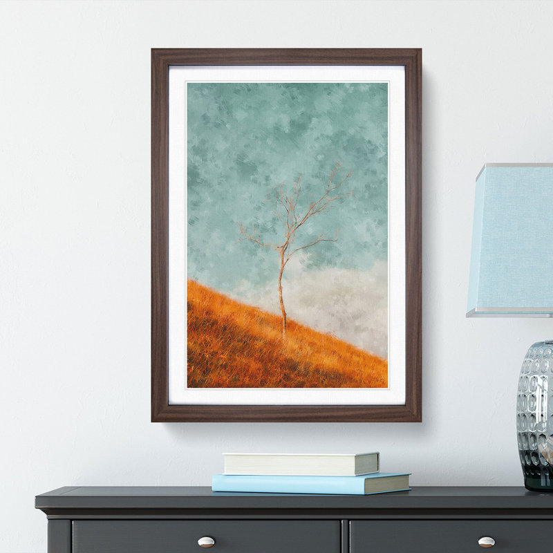 Lonely Tree - Framed Print, 33cm H x 24cm W x 2cm D, Walnut Framed