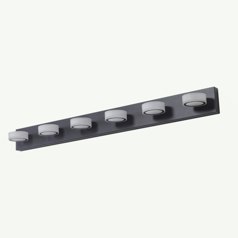 Luminaire de salle de bain à DEL 6 lumières DEL noir moderne pour salle de bain