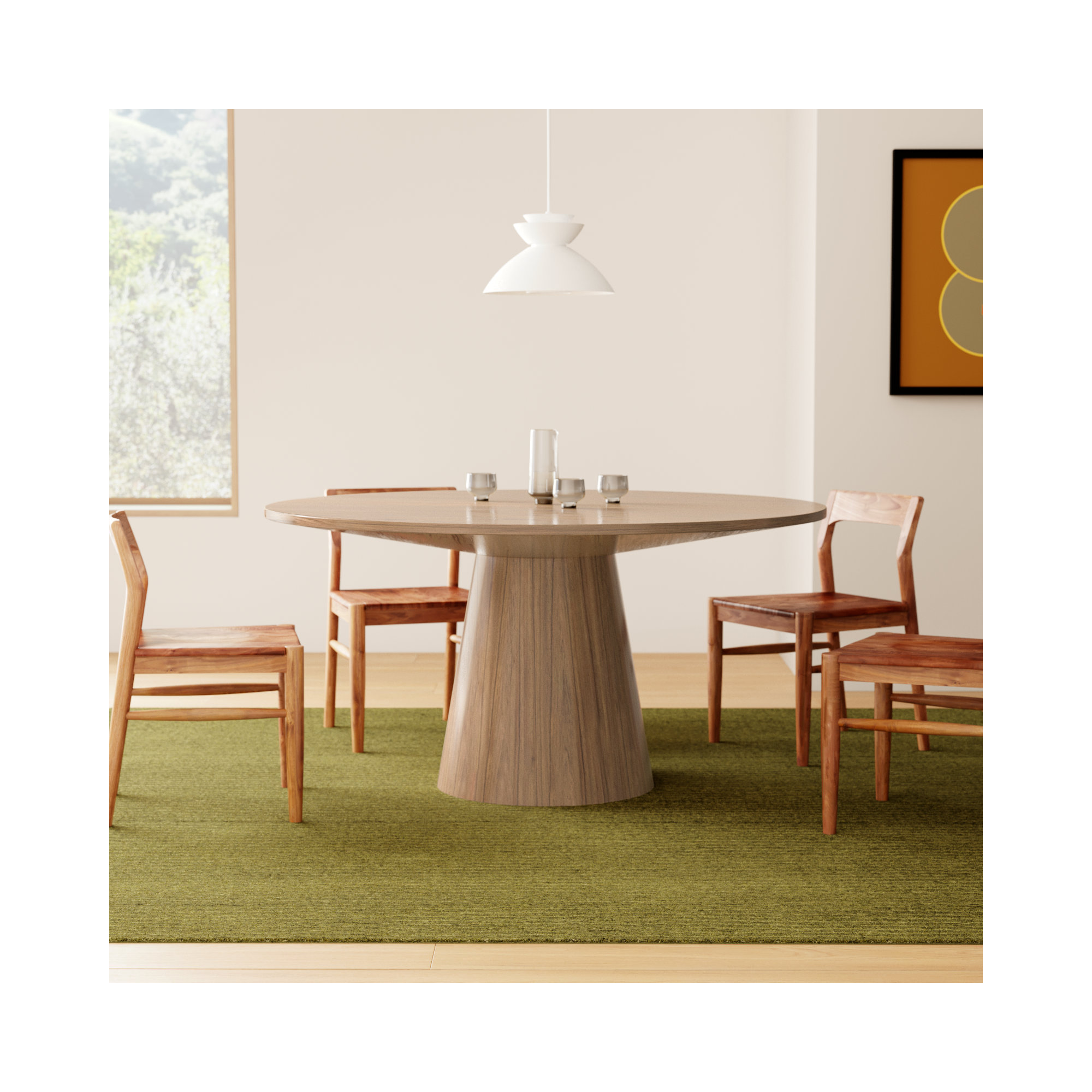 Astraea Pedestal Dining Table, Natural, 31”H x 59”L x 59”W