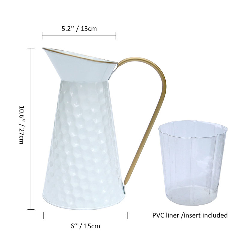Metal Table Vase, White