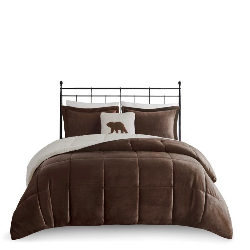 Ensemble de literie confortable en peluche et en sherpa, mélange de polyester pour refuge de chalet