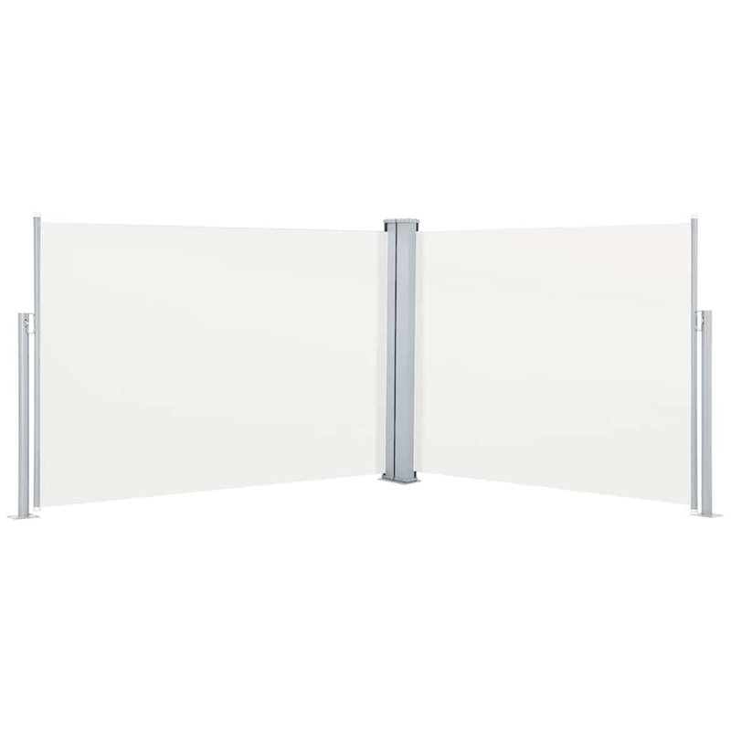 Paravent rétractable avec auvent pliant, Brun, H 39,4 po x l 393,7 po