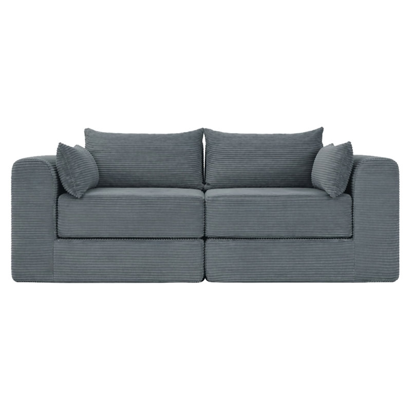 Canapé double modulaire 71 pouces 2 places, Grey Corduroy
