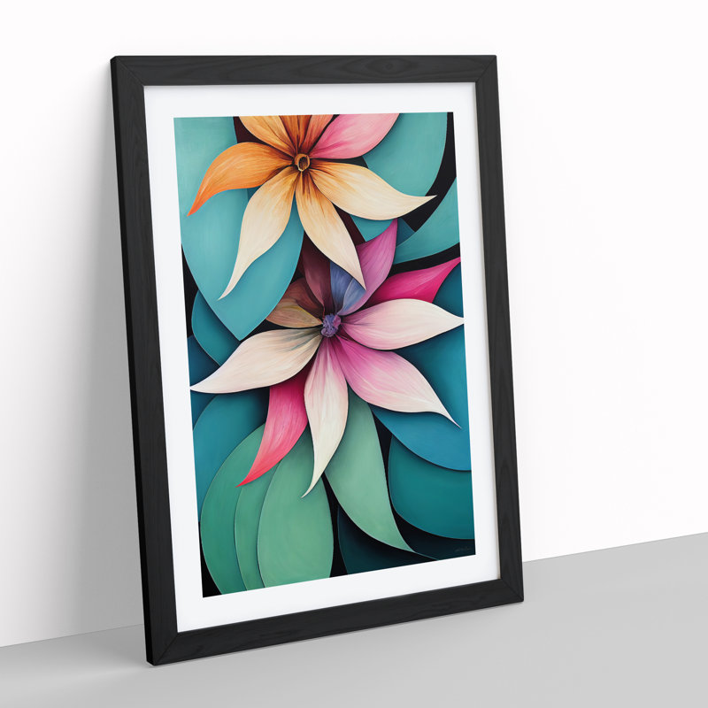 Exotic Flowers - Single Picture Frame Print, Black Framed, 64cm H x 46cm W x 2cm D