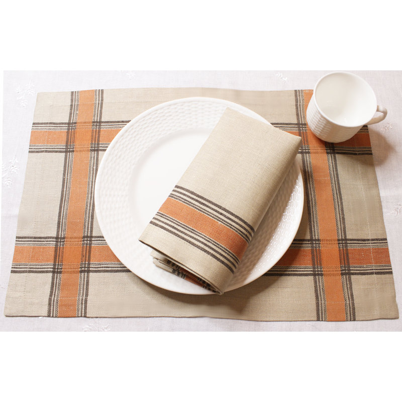 French Home Linen Boulevard Napkins - Tan, Terracotta, Chocolate