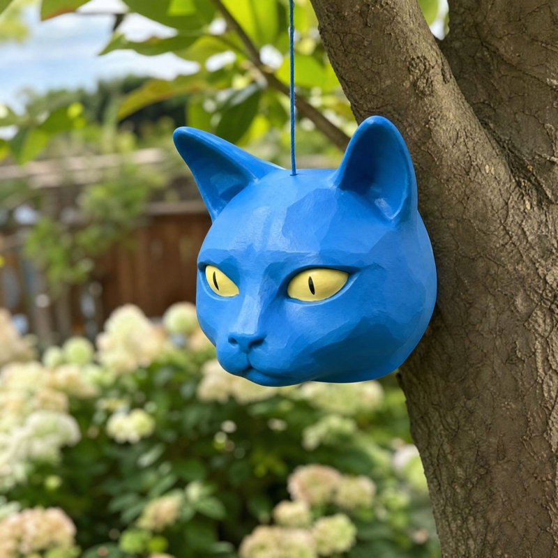 Mangeoire suspendue Blue Head avec calendrier, idéale pour décorer un arbre, une cour ou un jardin et nourrir la faune de votre jardin.