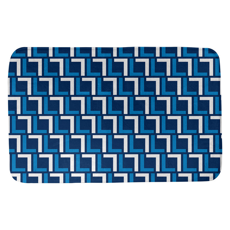 Tapis pour salle de bain Baltimore, l 17 po x L 24 po, Bleu marine / bleu pastel / blanc