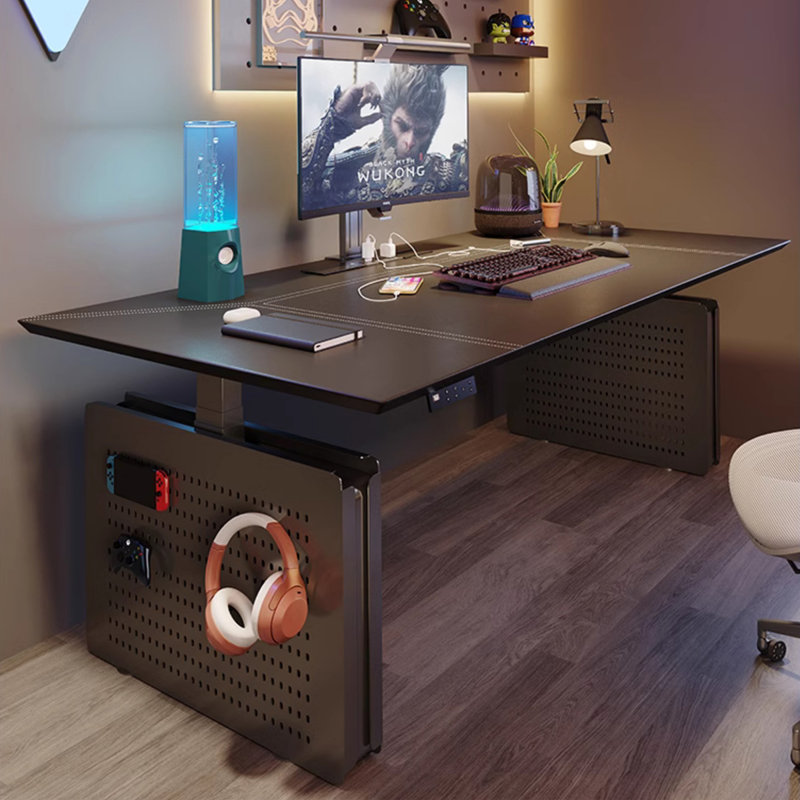 Bureaux noirs rectangulaires réglables en bois massif, H 23,62 po x l 70,87 po x P 31,5 po