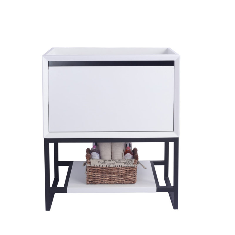 Base de meuble-lavabo simple 29,2 po seulement en blanc, Blanc