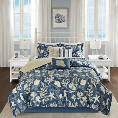 Édredon en coton bleu 7 pièces