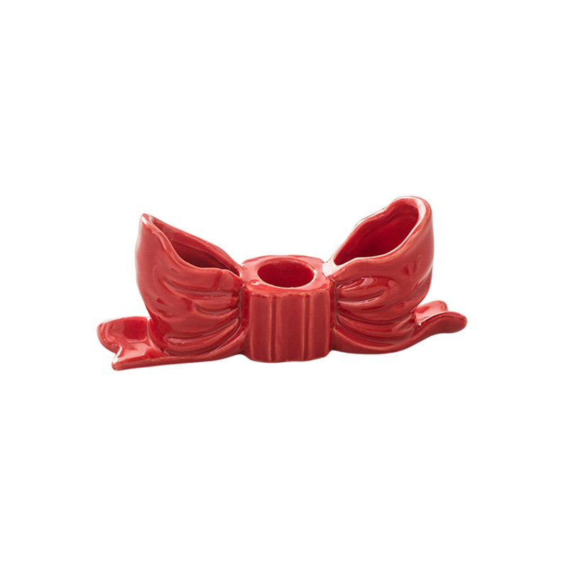 Porte-bougie de Noël en forme de bougie en céramique, Red