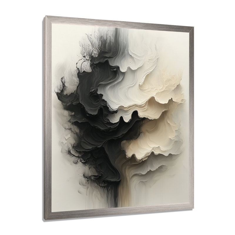 Oldsmar - Abstract Wall Decor, 32" H x 16" W, Silver, Framed Print without Mat