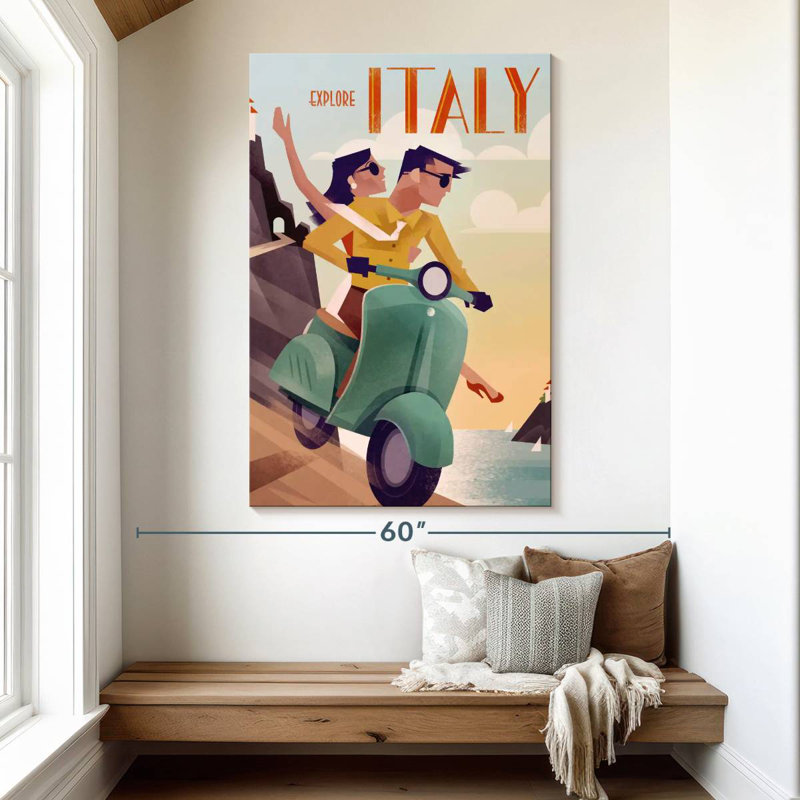 Italie rétro, H 51 po x l 34 po