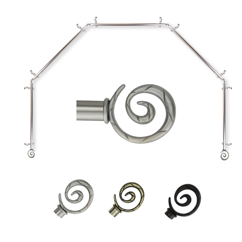Tringle à rideaux simple à baie vitrée réglable de 28 po à 48 po Hebbville, Nickel satiné, 18 po - 28 po (chaque côté)