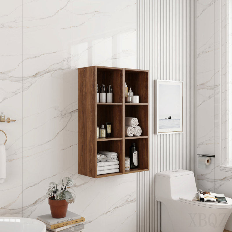 Combinaison de tablettes de rangement murales de 24 pouces, convenant à une petite salle de bain, bureau, salle de rangement, ébène brun (emballage Kd) -12 * 2