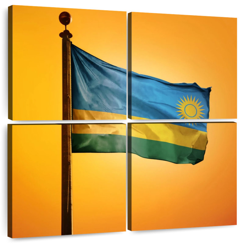 Borges Rwanda Flag Sunset, 18" H x 18" W