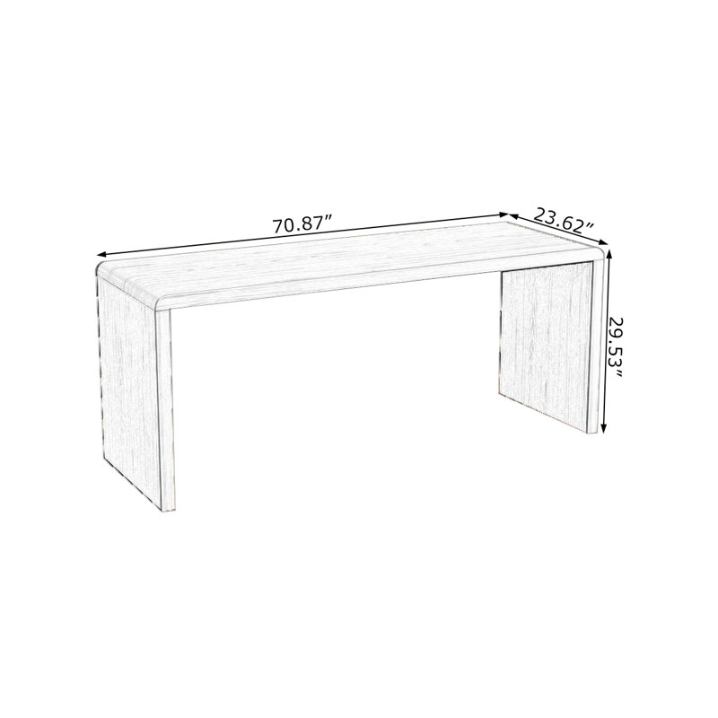 Brown Rectangular Solid Wood desk, 29.53" H x 70.87" W x 23.62" D