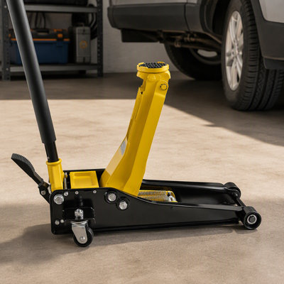 3-ton steel horizontal low-profile jack, dual-piston fast-lift, with SUV adapter, lifting range 75-500 mm, suitable for sports cars and other vehicles.
