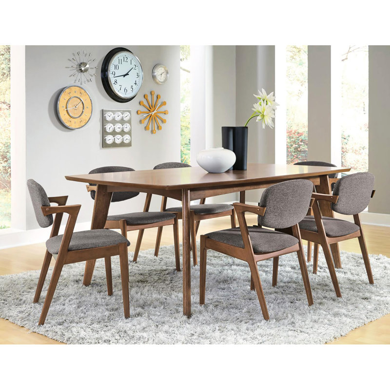 Noyer foncé et gris Mid-Century chaises de salle à manger modernes (deux 2 - et revêtement