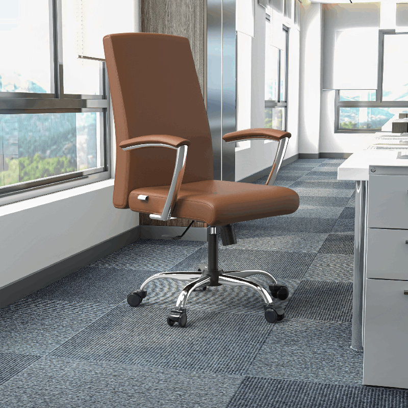 Fauteuil de bureau en cuir Kenil, Marron foncé