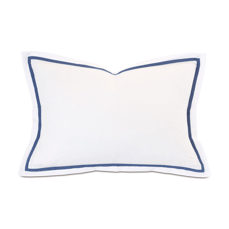 Tessa Cotton Sham Set, Queen, White/Blue, Border