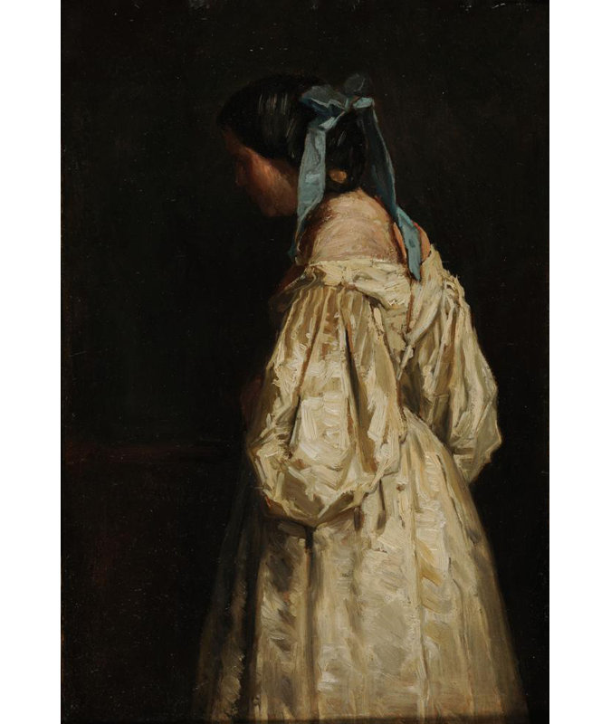 "Femme en blanc" par François Bonvin - Toile tendue avec châssis, H 18 po x l 14 po