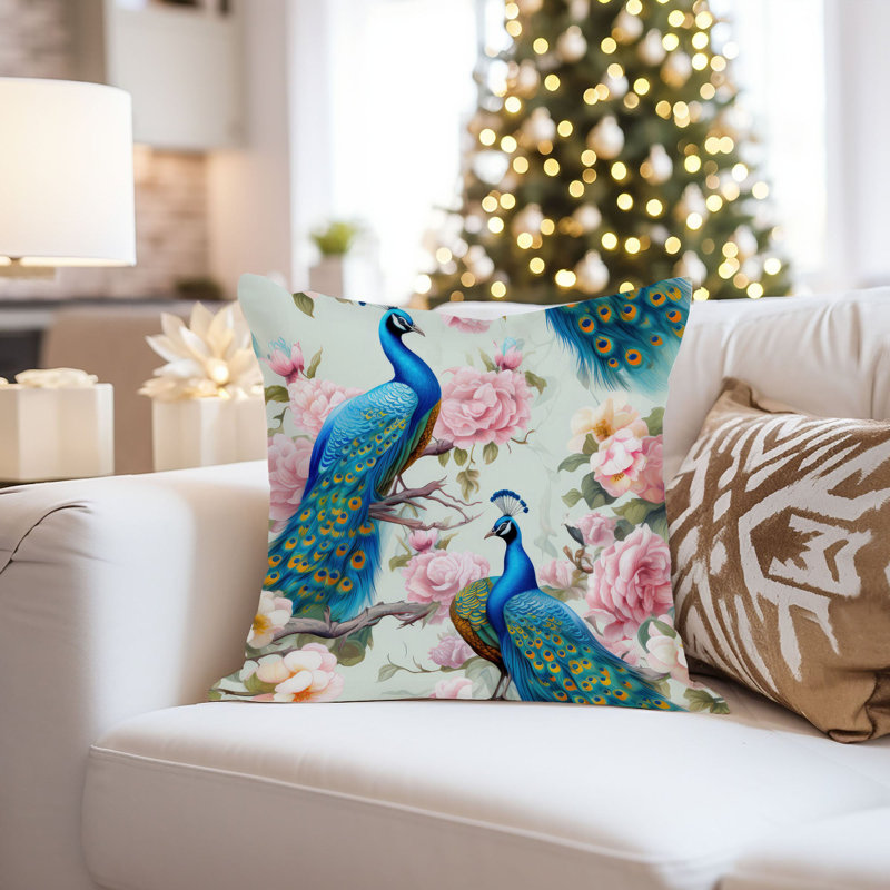 Animals William Morris Birds Damask Pattern I Cottage, 18"H x 18"W, Animals Peacock Pattern VII Modern