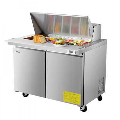 Commercial Refrigerated Sandwich Prep Worktable Double Door Stainless Steel