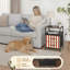 Table de chevet 2 tiroirs en tissu avec station de charge Table de chevet de chambre de style rétro à rayures verticales rouge et beige avec ports USB ouverts et prises