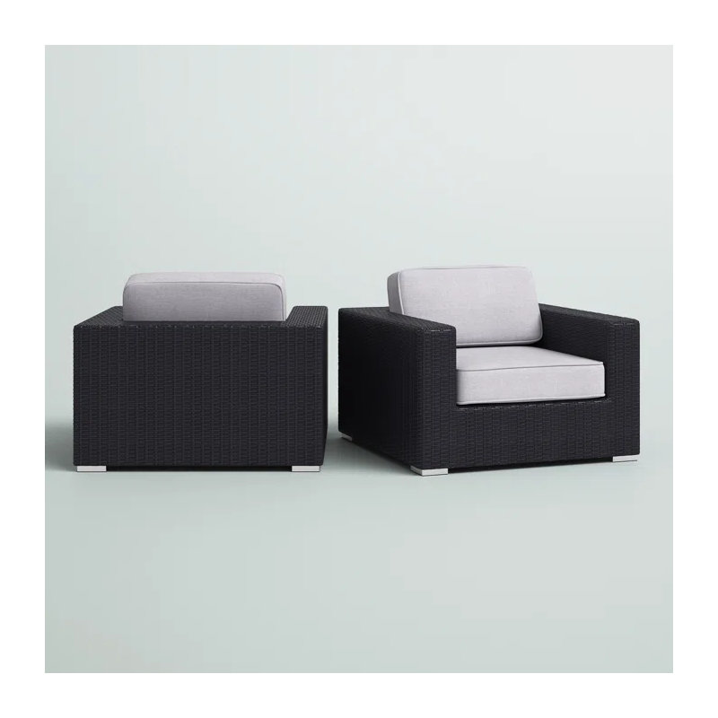 Fauteuils de patio en osier avec coussins amovibles Faaliliu