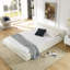 Structure de lit tapissier grand format avec tissu en chenille avec motif plissé, lit plateforme grand format avec tête de lit et structure solide. Pas besoin de sommier tapissier - beige-1039299309