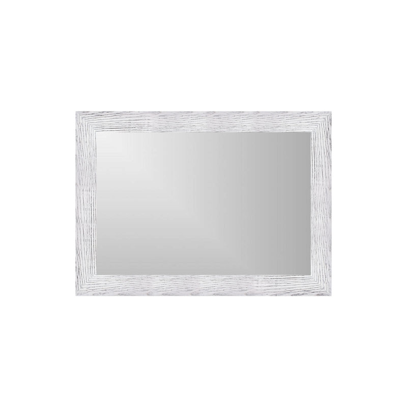Arber Solid Wood Flat Mirror, Rubbed White, 43" x 31"